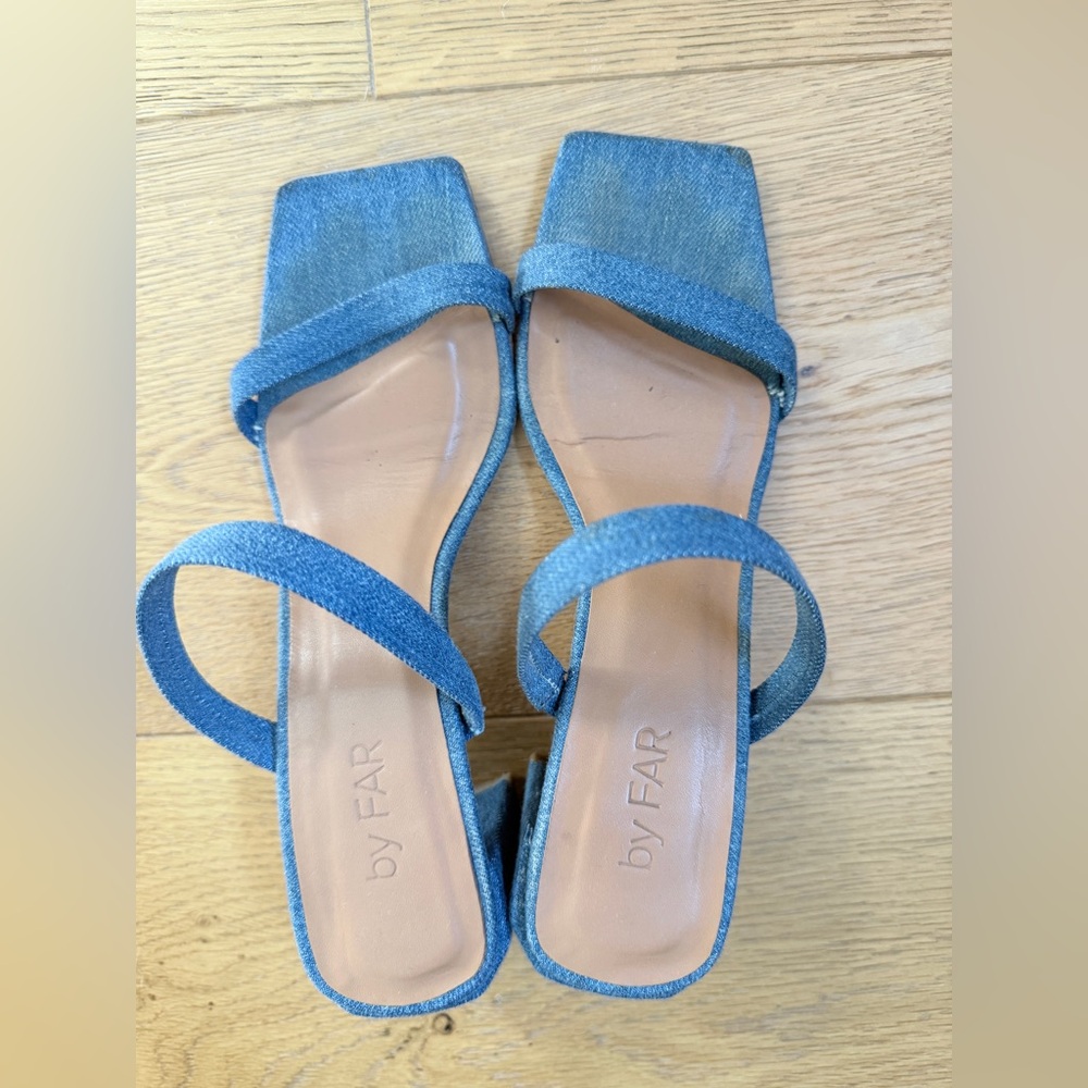 BY FAR Denim Tanya Sandals